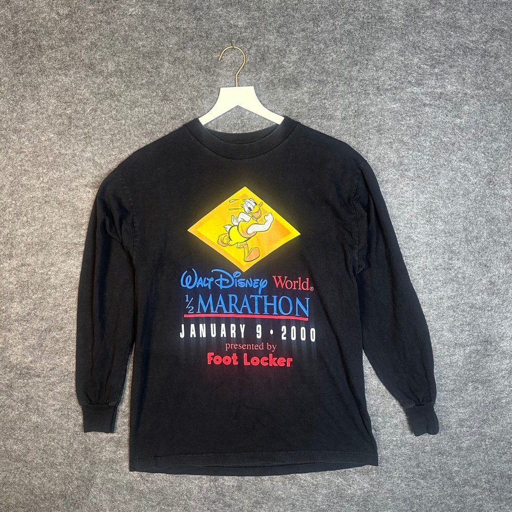 Vintage 2000 Walt Disney World 1/2 Marathon Long Sleeve Shirt Mens Medium Black
